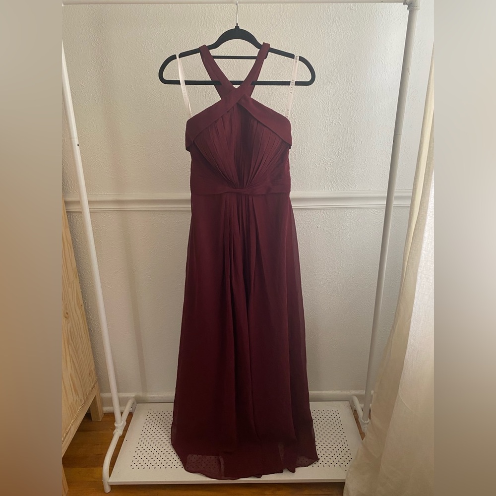 Maroon bridesmaids dress